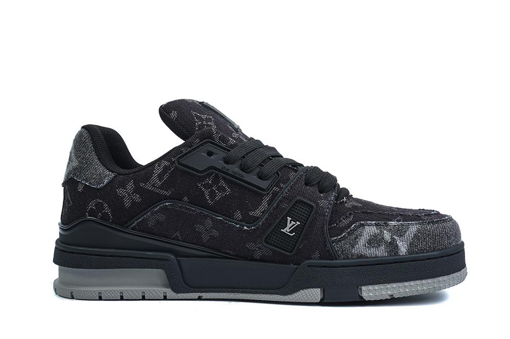 PK god Louis Vuitton LV Trainer Black Grey Denim Monogram retail materials ready to ship